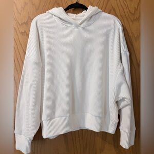 Abercrombie & Fitch White Ribbed Hoodie